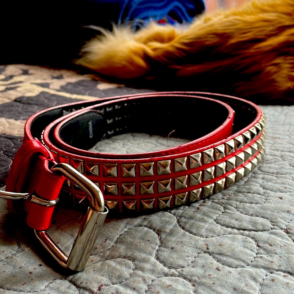 Red studded belt